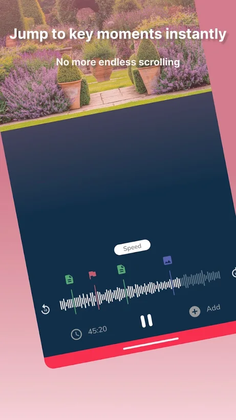 Zaslon aplikacije Canomapp med snemanjem z oznakami na časovnici